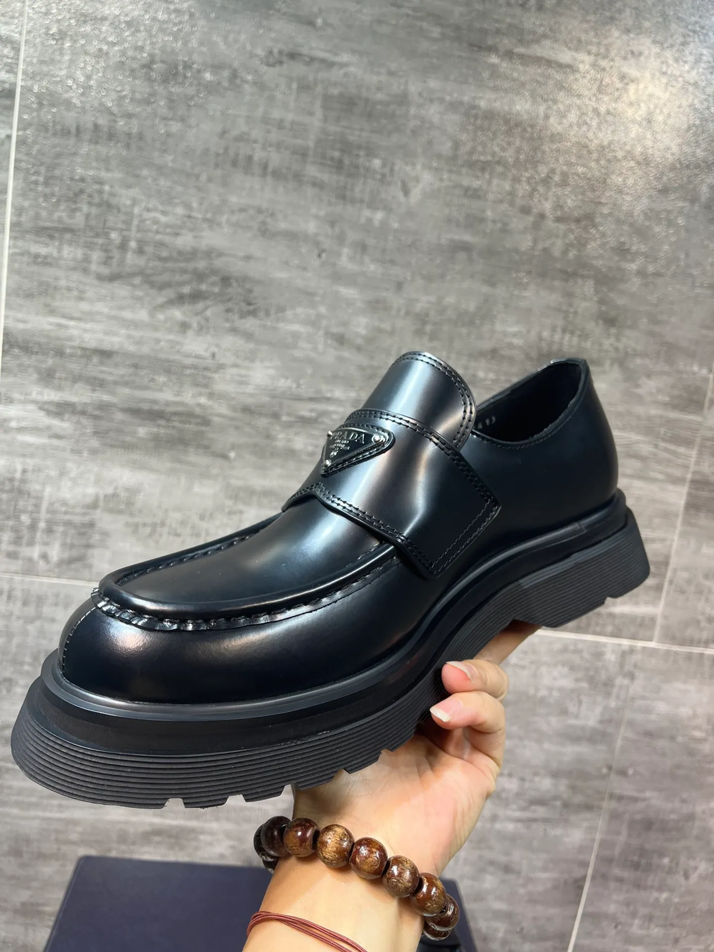 Men's men's shoes 💰800💰 🔥🔥🔥prada derby2025 latest Prada top version thick-soled triangular logo derby shoes, ken same type of fabric imported open edge beads, cowhide lining, cowhide feet complete set packaging code number 38-46